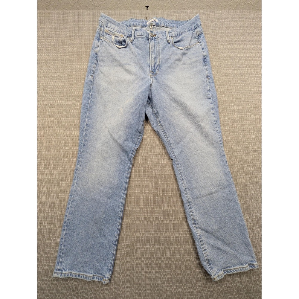 Good American Jeans Womens 16 Light Wash High Rise Straight Stretch Denim
